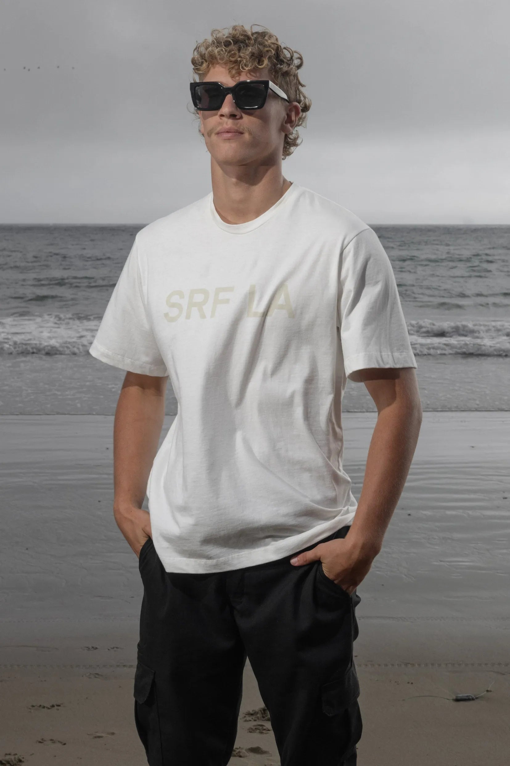 SRF LA Classic Tee - Antique Cream on White - Heidi Merrick