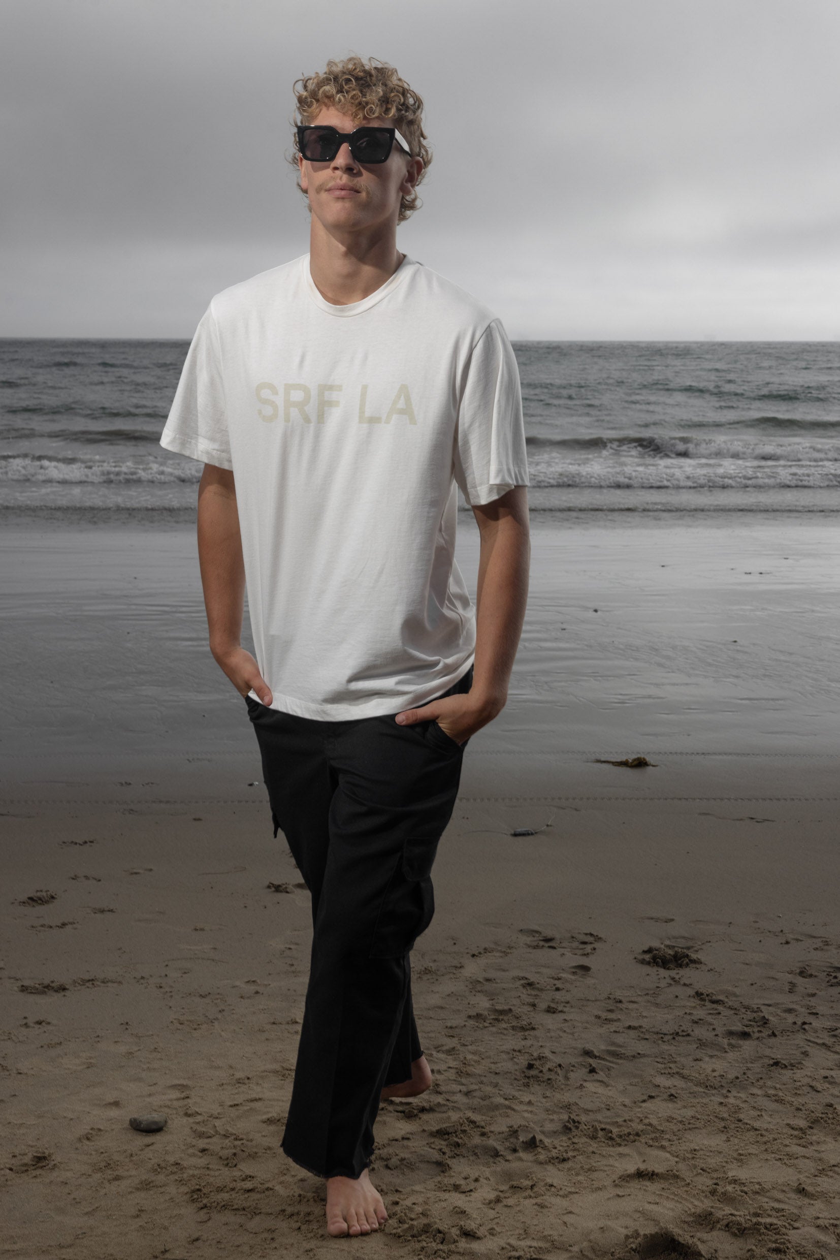 SRF LA Classic Tee - Antique Cream on White - Heidi Merrick