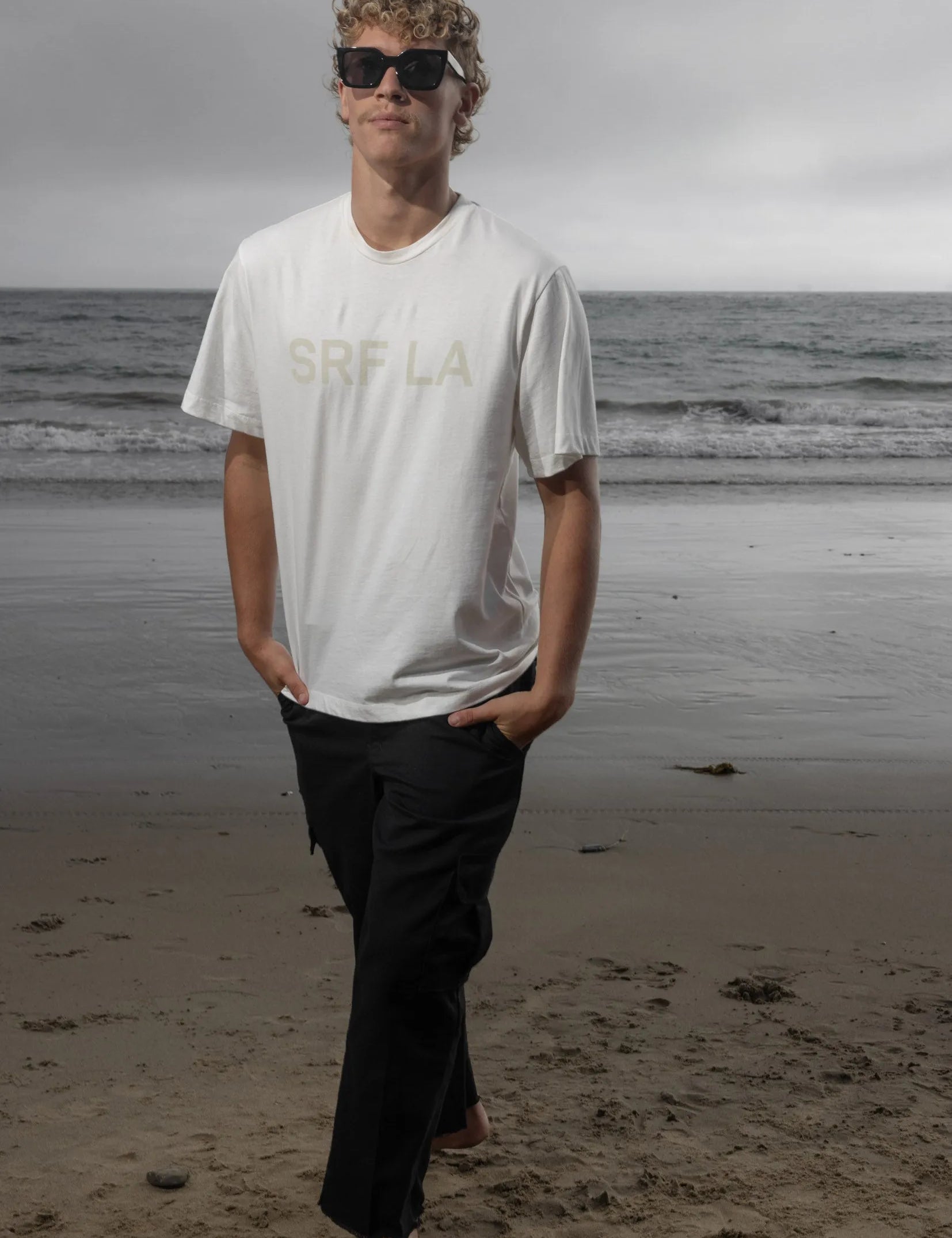 SRF LA Classic Tee - Antique Cream on White - Heidi Merrick