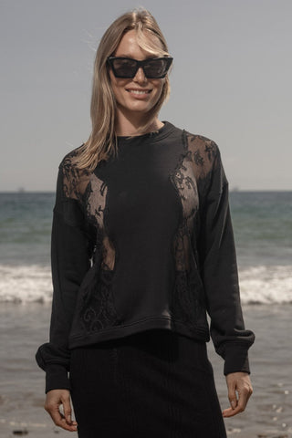 Lace Sweatshirt - Black