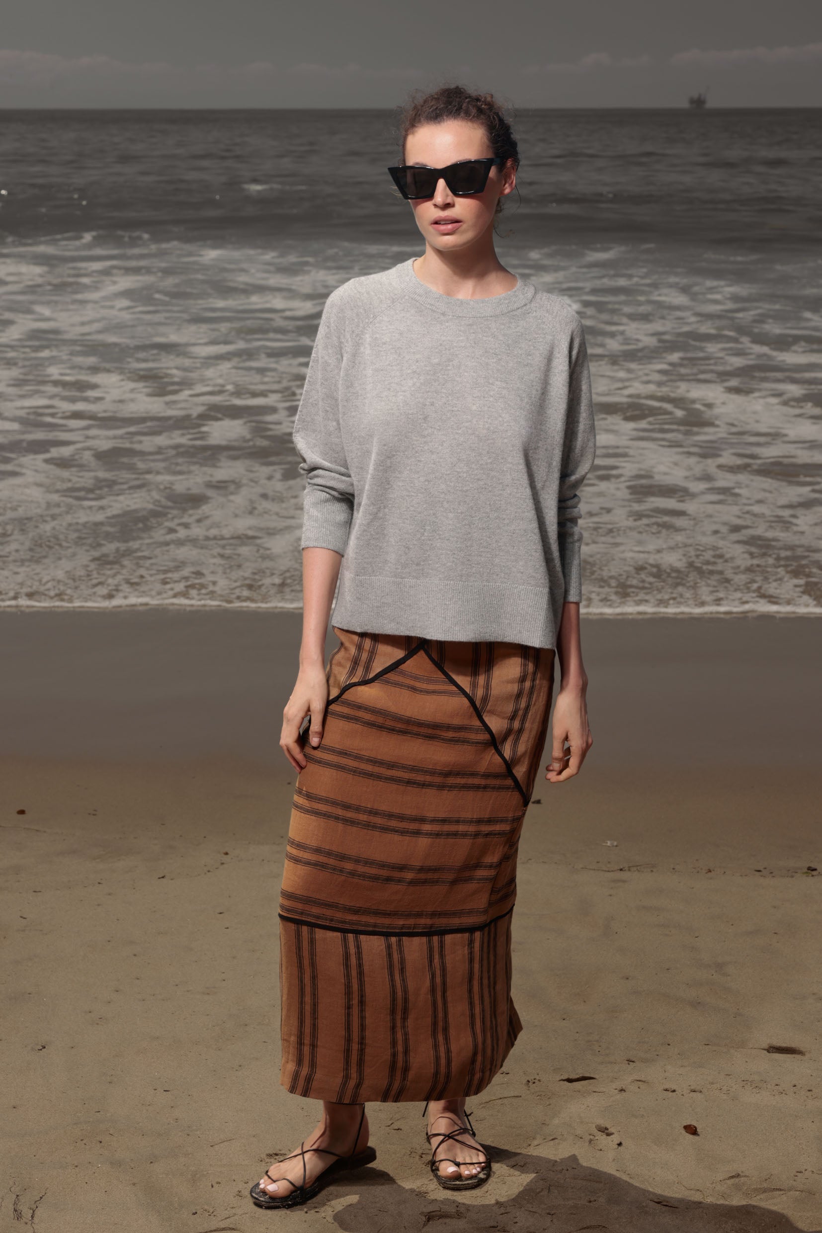 Geometry Skirt - Golden Moroccan Stripe - Heidi Merrick