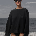 Barrel Sleeve 70's SRF LA Crewneck - Black Embroidered - Heidi Merrick