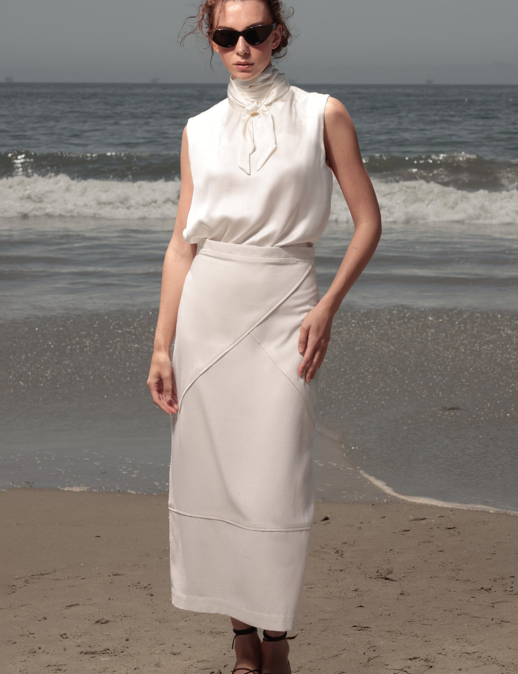 Geometry Skirt - Ivory Silk Noil - Heidi Merrick