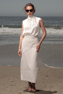 Geometry Skirt - Ivory Silk Noil - Heidi Merrick