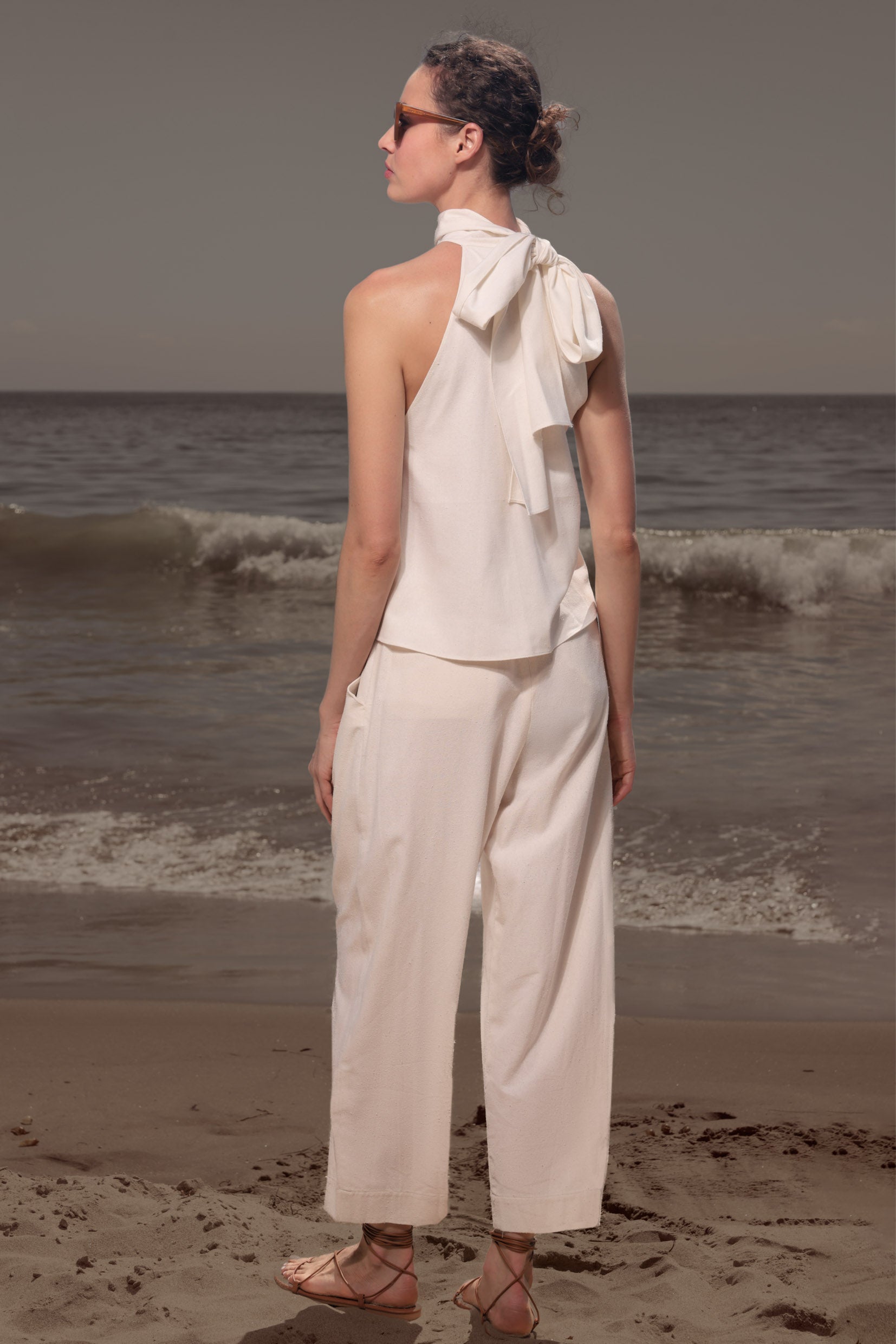Baptiste Pant - Ivory Silk Noil - Heidi Merrick