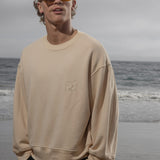 Barrel Sleeve 70's SRF LA Crewneck - Antique Cream Embroidered - Heidi Merrick