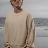 Barrel Sleeve 70's SRF LA Crewneck - Antique Cream Embroidered - Heidi Merrick