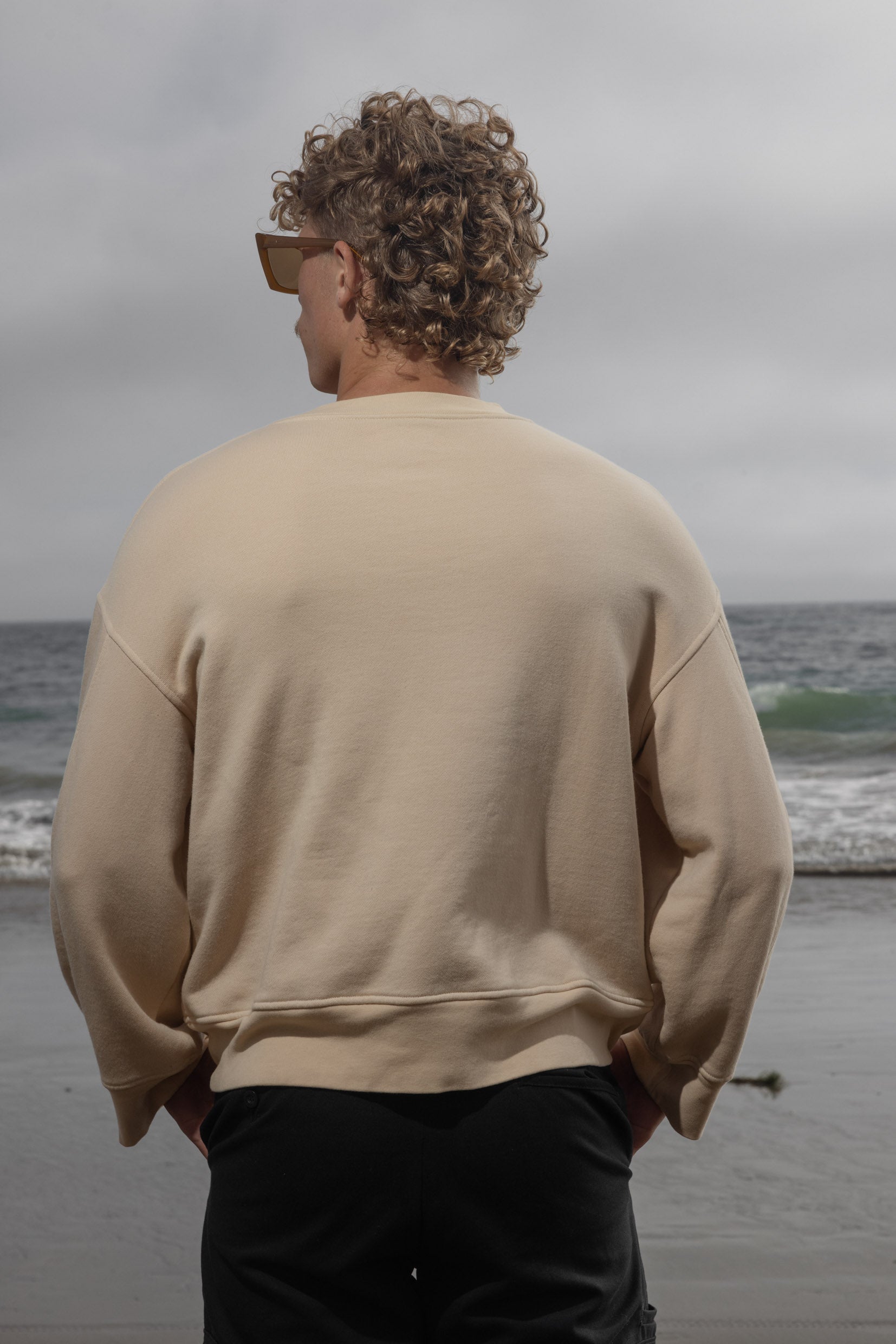 Barrel Sleeve 70's SRF LA Crewneck - Antique Cream Embroidered - Heidi Merrick