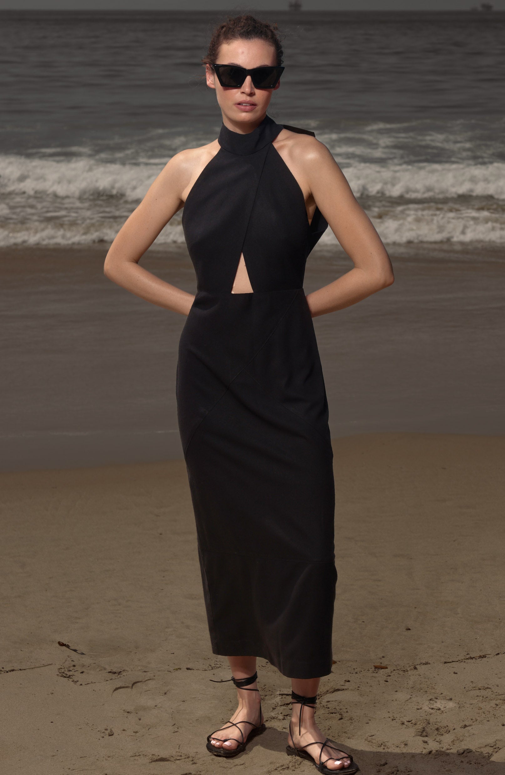 Aurora Dress - Noir Silk Noil - Heidi Merrick