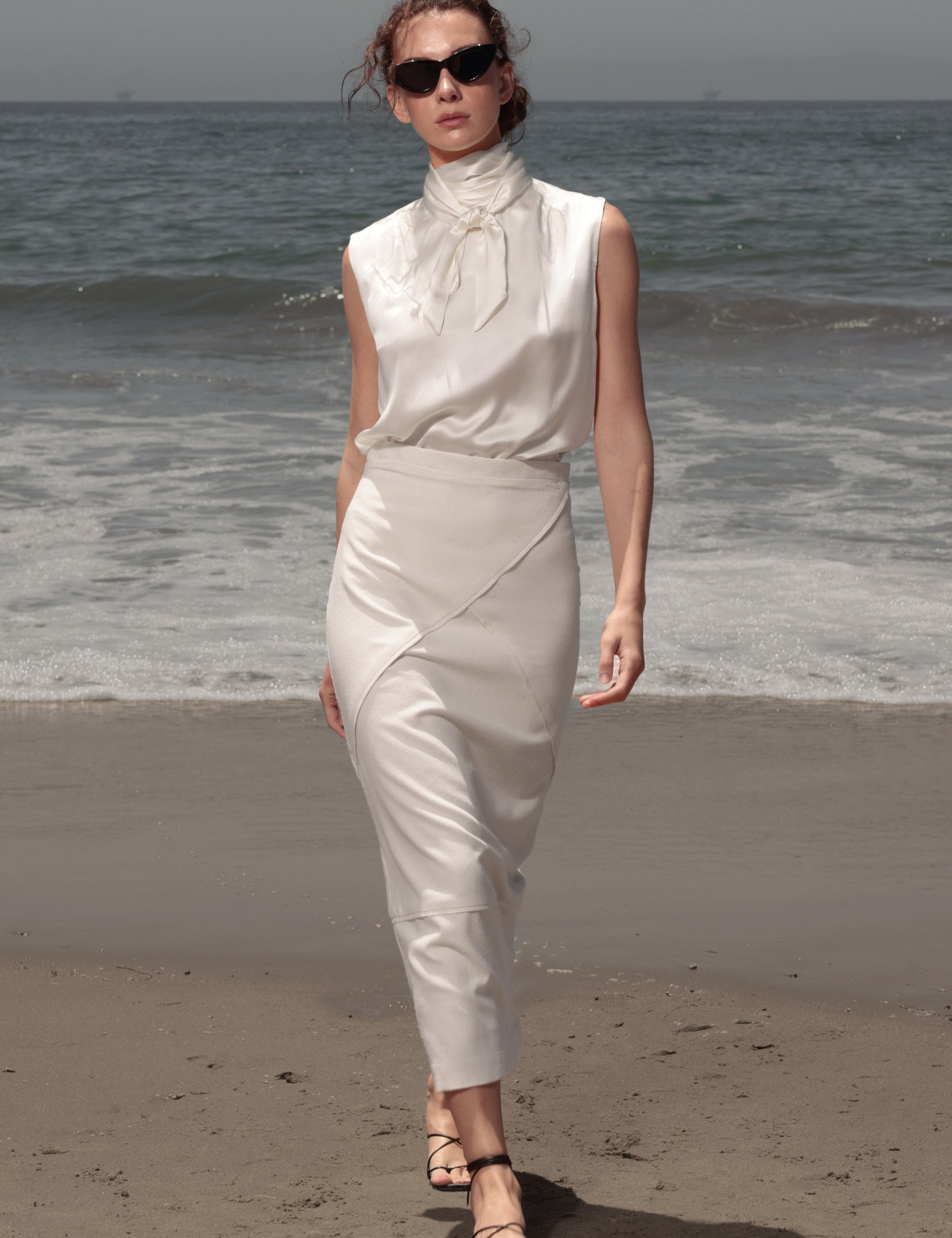 Geometry Skirt - Ivory Silk Noil - Heidi Merrick