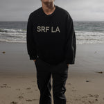 Barrel Sleeve SRF LA Crewneck - Antique Cream on Black - Heidi Merrick