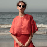 Mojave Top - Vermilion Tissue Linen