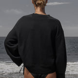 Barrel Sleeve 70's SRF LA Crewneck - Black Embroidered - Heidi Merrick