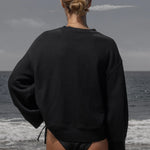 Barrel Sleeve 70's SRF LA Crewneck - Black Embroidered - Heidi Merrick