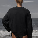 Barrel Sleeve 70's SRF LA Crewneck - Black Embroidered - Heidi Merrick