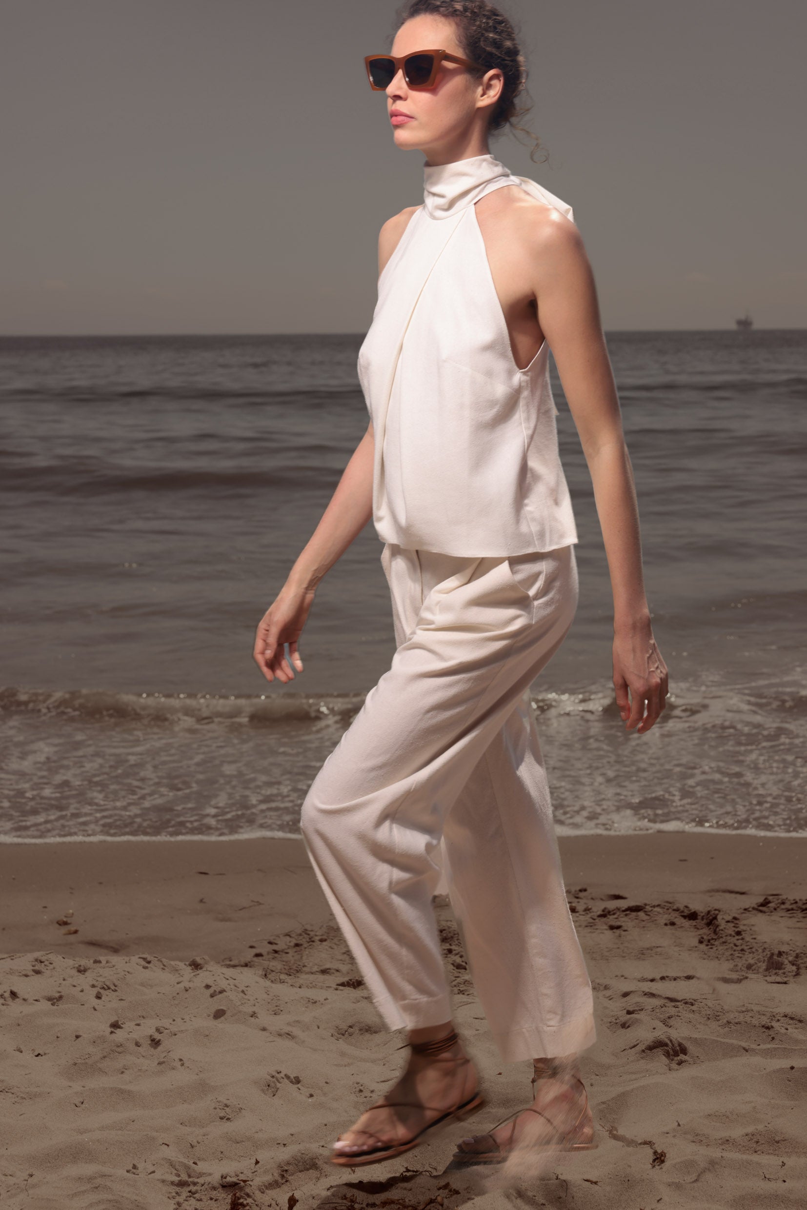 Baptiste Pant - Ivory Silk Noil - Heidi Merrick