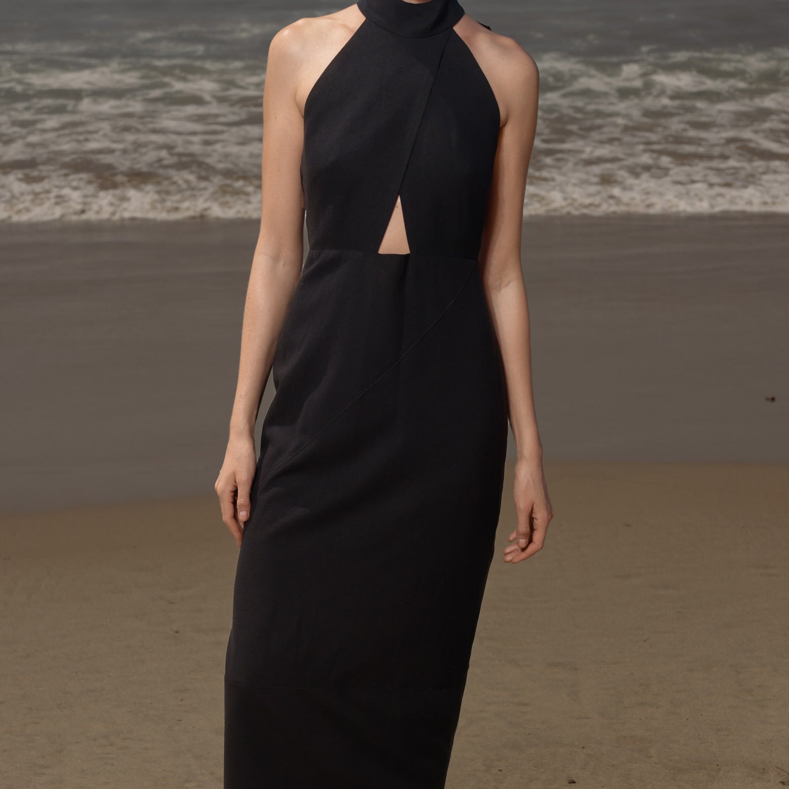 Aurora Dress - Noir Silk Noil - Heidi Merrick