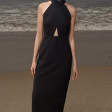 Aurora Dress - Noir Silk Noil - Heidi Merrick