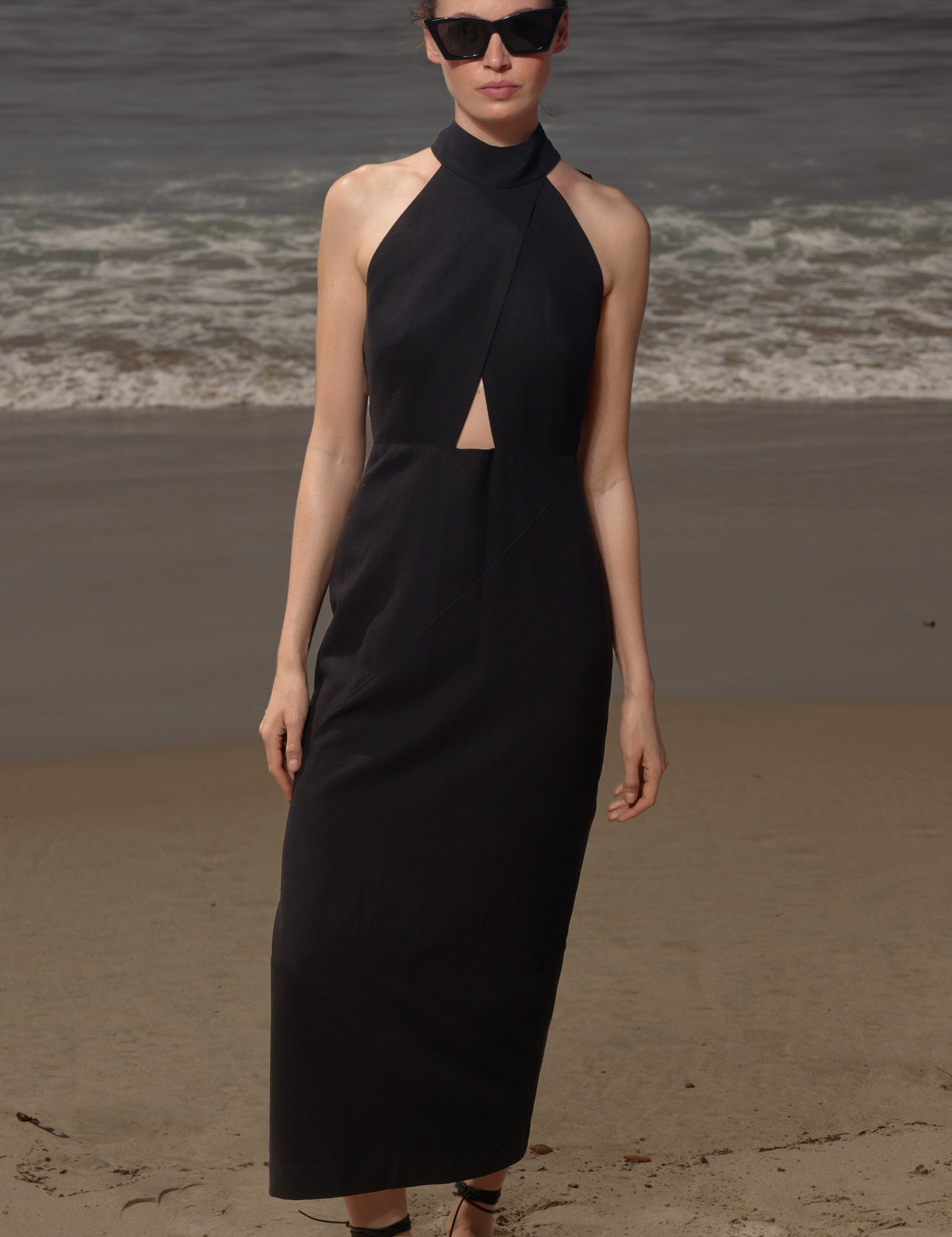 Aurora Dress - Noir Silk Noil - Heidi Merrick
