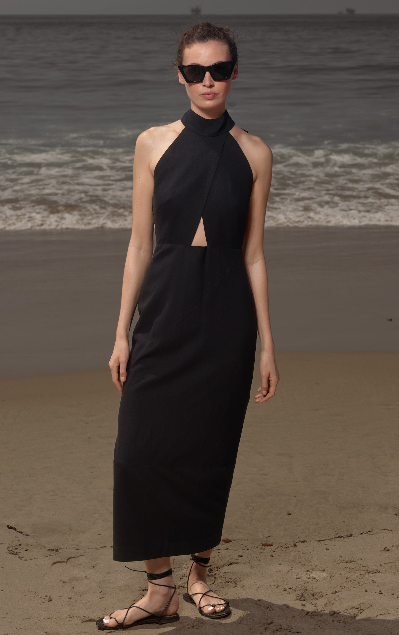 Aurora Dress - Noir Silk Noil - Heidi Merrick