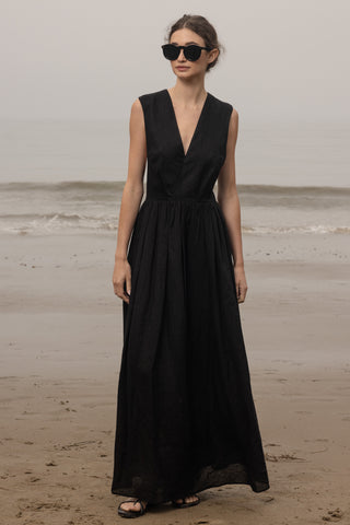 Corsica Dress - Noir Tissue Linen