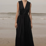 Corsica Dress - Noir Tissue Linen - Heidi Merrick