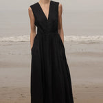 Corsica Dress - Noir Tissue Linen - Heidi Merrick