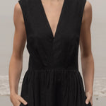 Corsica Dress - Noir Tissue Linen - Heidi Merrick