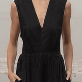 Corsica Dress - Noir Tissue Linen - Heidi Merrick