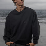 Barrel Sleeve 70's SRF LA Crewneck - Black Embroidered - Heidi Merrick