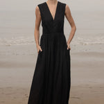 Corsica Dress - Noir Tissue Linen - Heidi Merrick