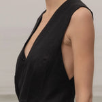 Corsica Dress - Noir Tissue Linen - Heidi Merrick