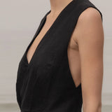 Corsica Dress - Noir Tissue Linen - Heidi Merrick