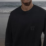 Barrel Sleeve 70's SRF LA Crewneck - Black Embroidered - Heidi Merrick