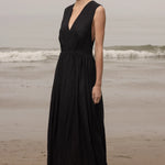 Corsica Dress - Noir Tissue Linen - Heidi Merrick