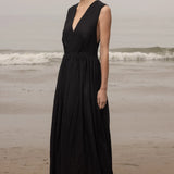 Corsica Dress - Noir Tissue Linen - Heidi Merrick