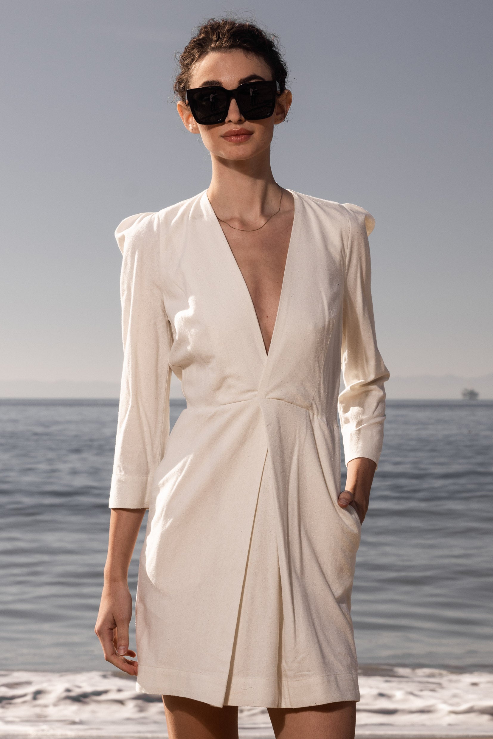 Ivory silk wrap on sale dress