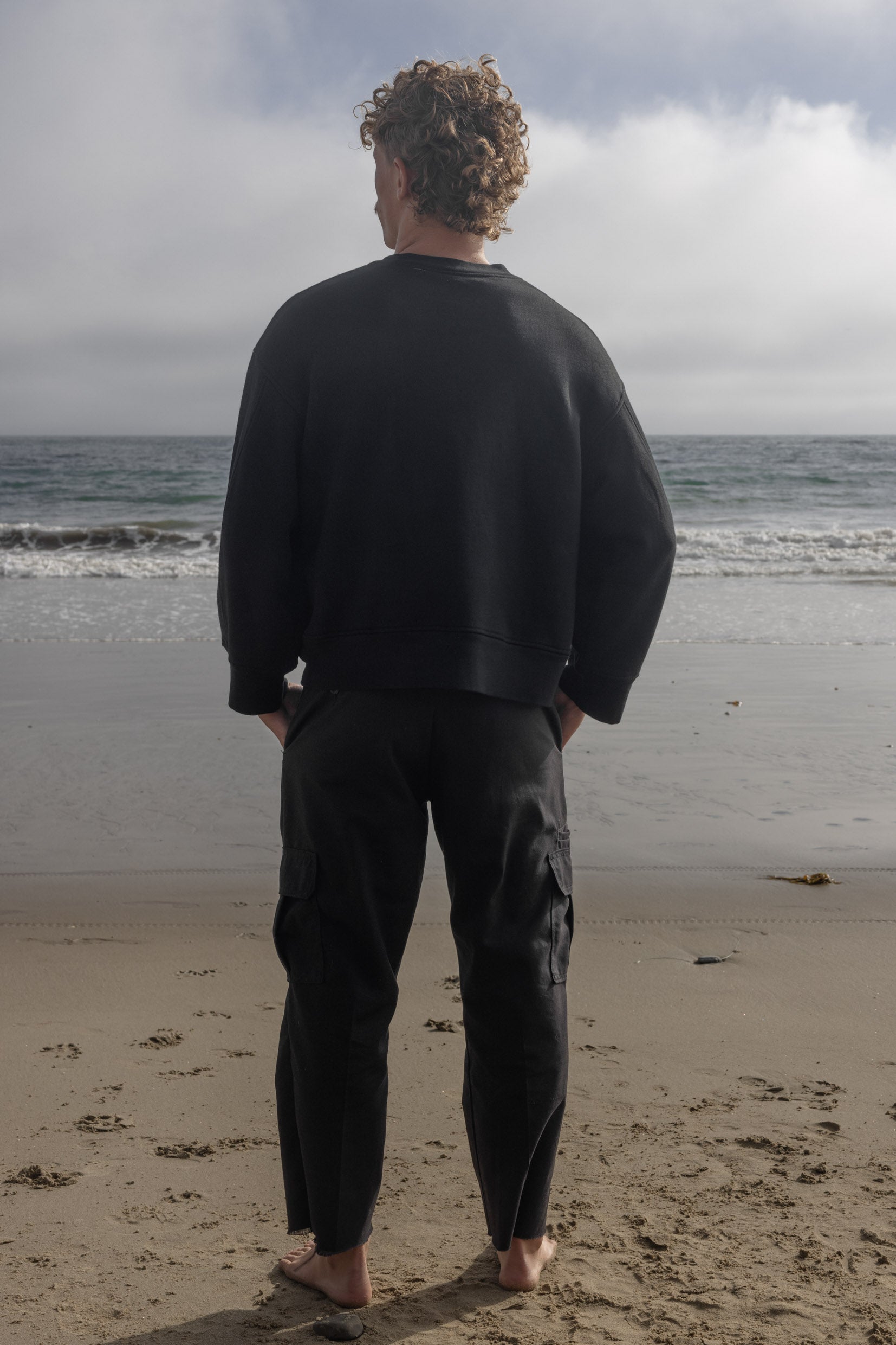 Barrel Sleeve 70's SRF LA Crewneck - Black Embroidered - Heidi Merrick