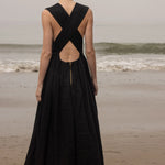 Corsica Dress - Noir Tissue Linen - Heidi Merrick