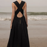 Corsica Dress - Noir Tissue Linen - Heidi Merrick