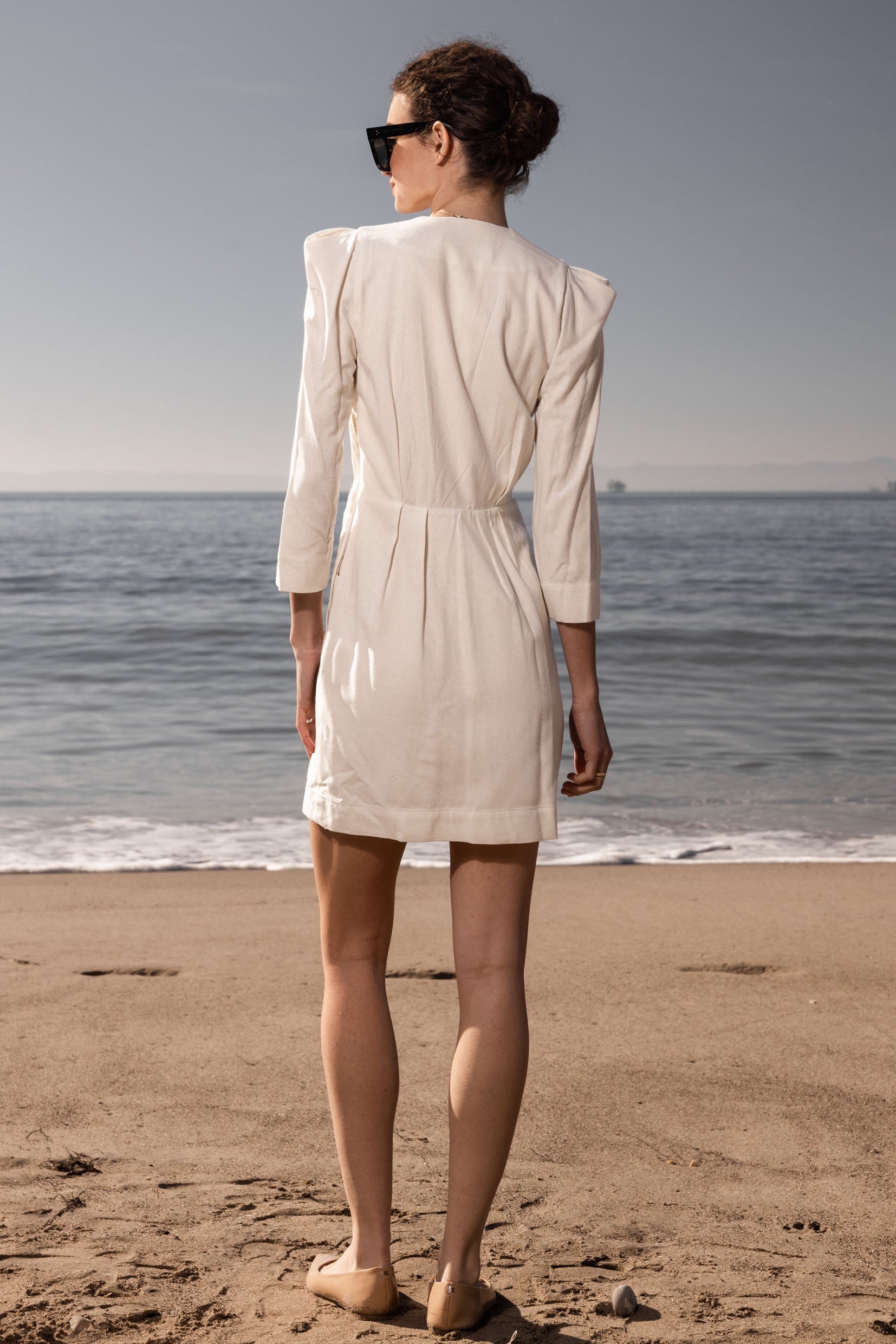Napoleon Dress Ivory Silk Noil Heidi Merrick