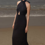 Aurora Dress - Noir Silk Noil - Heidi Merrick