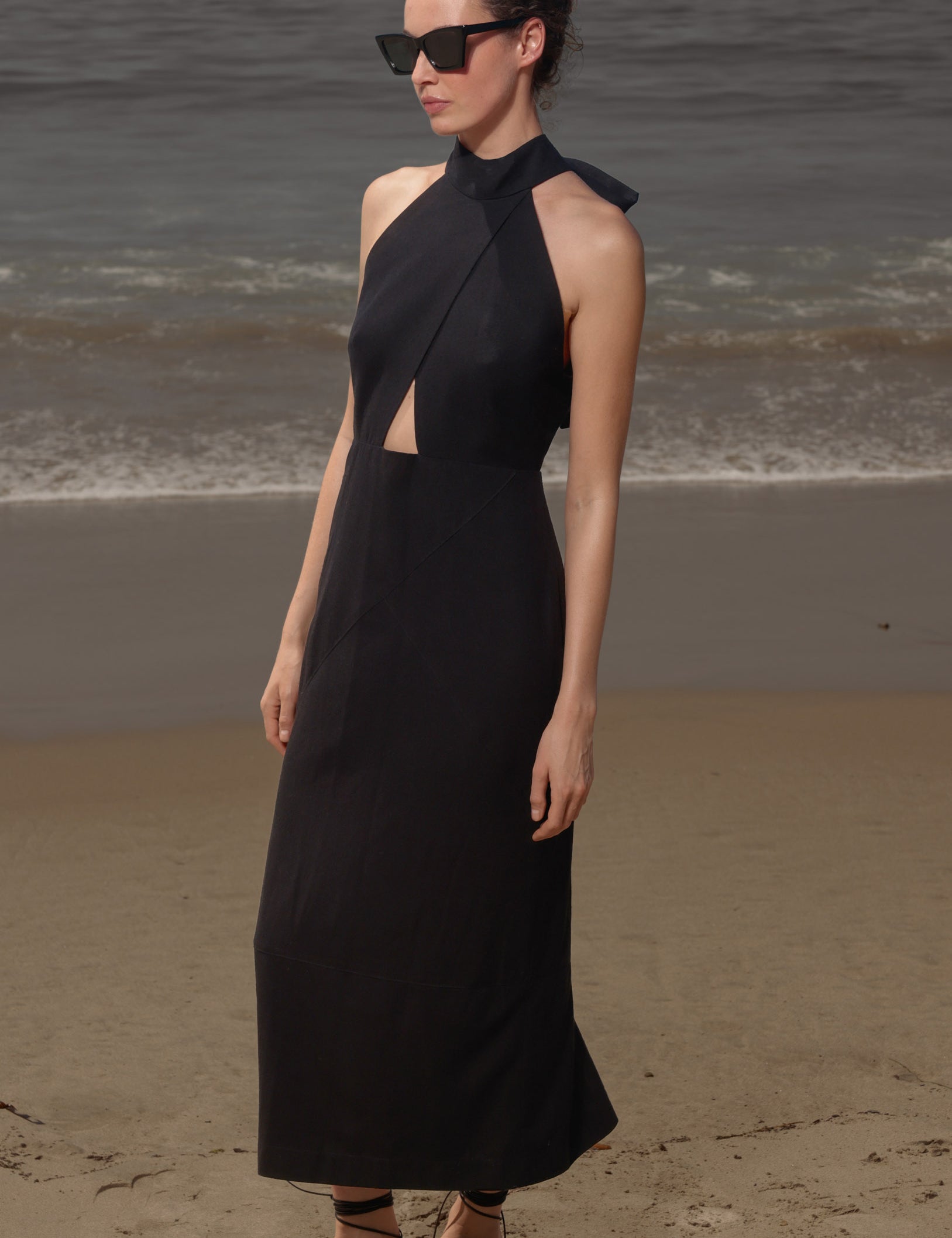 Aurora Dress - Noir Silk Noil - Heidi Merrick