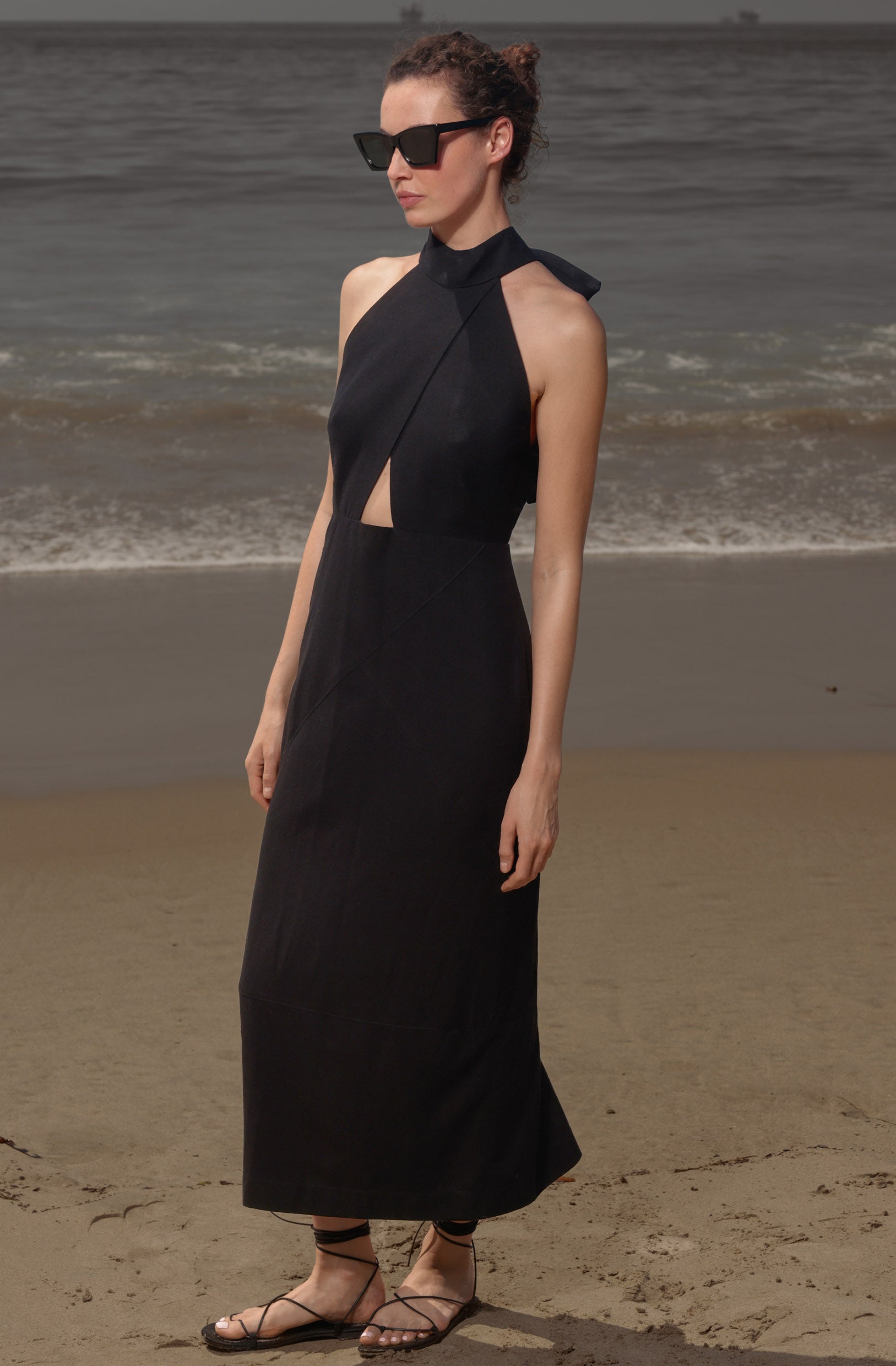 Aurora Dress - Noir Silk Noil - Heidi Merrick