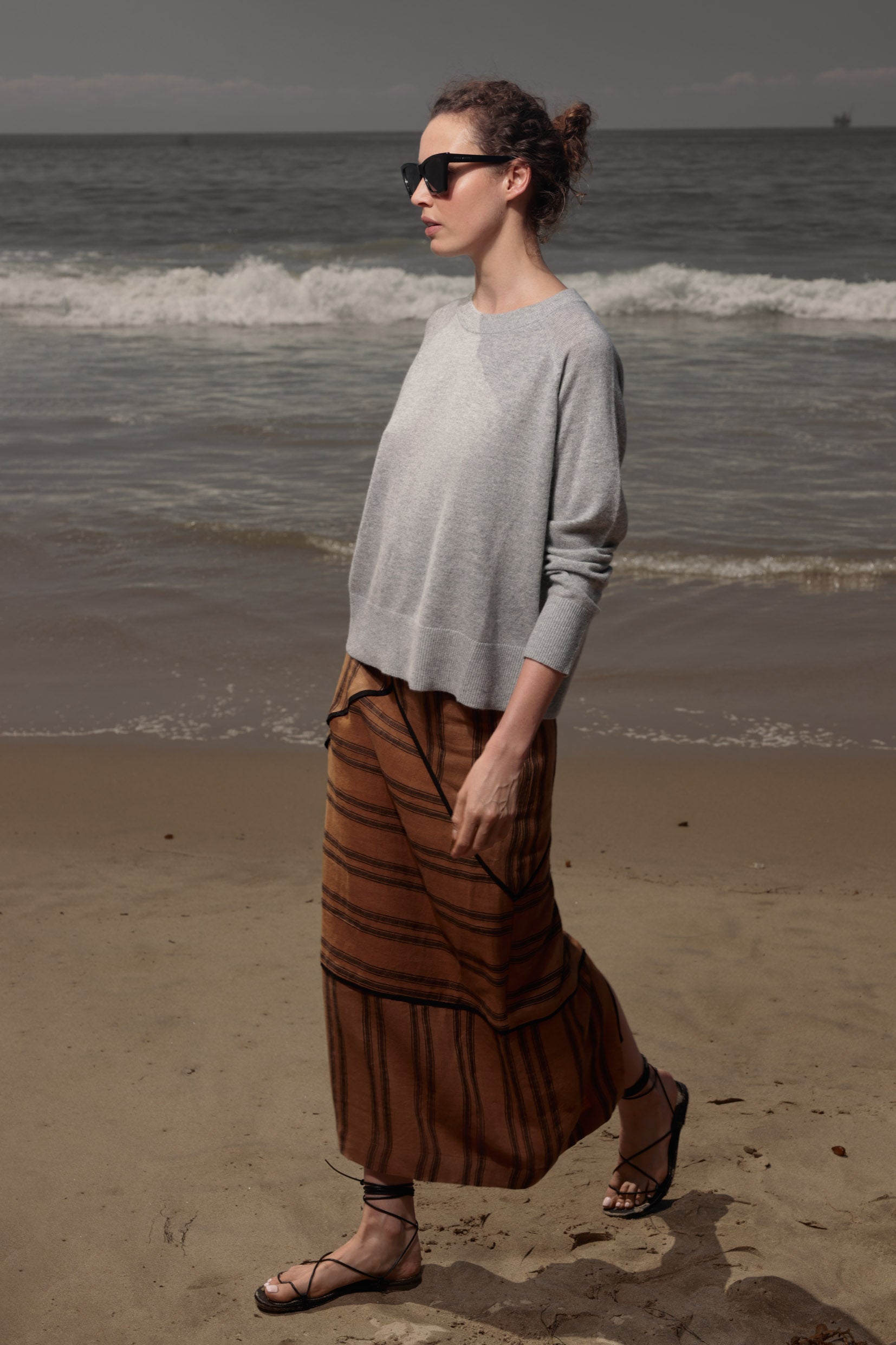 Geometry Skirt - Golden Moroccan Stripe - Heidi Merrick