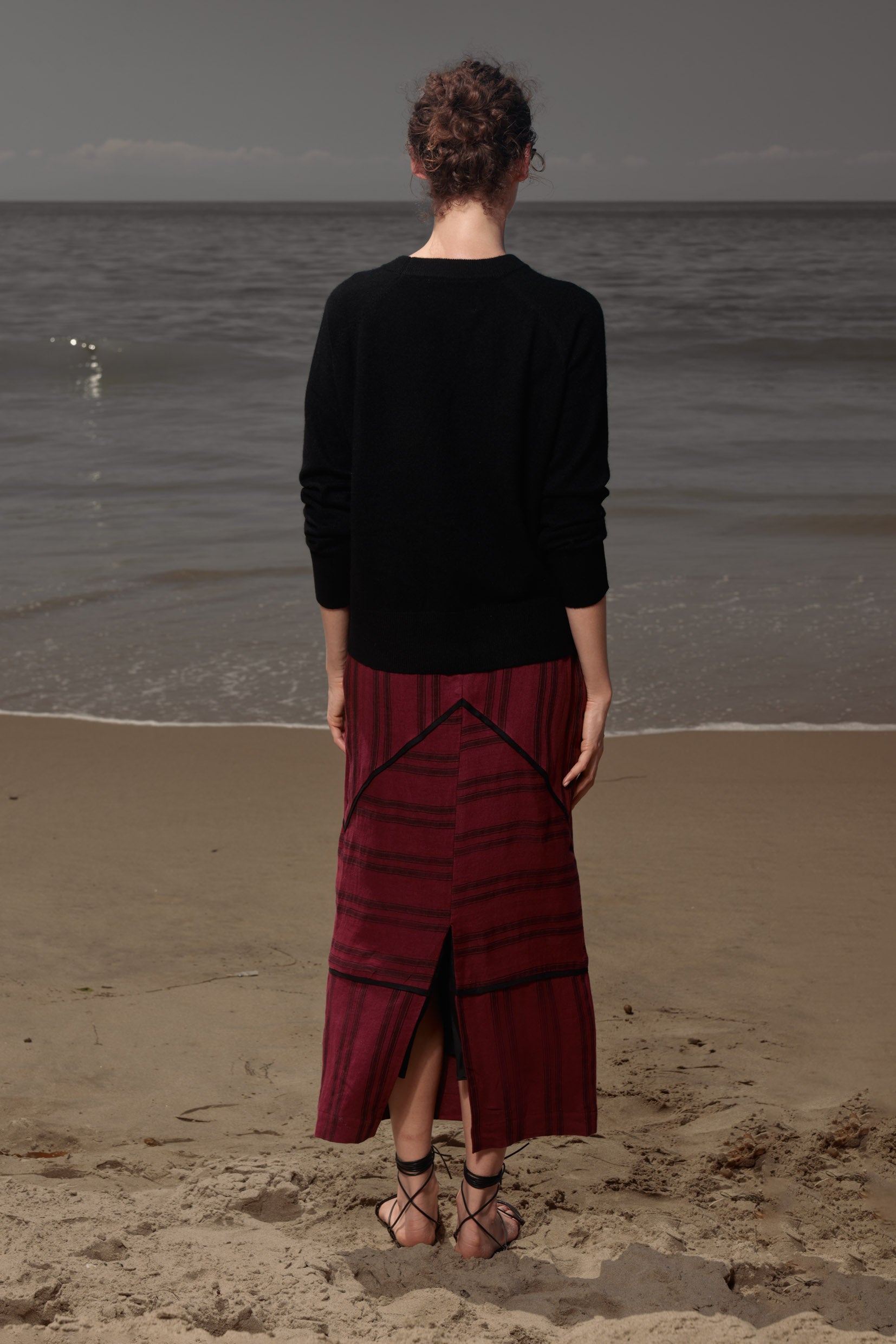Geometry Skirt - Burgundy Moroccan Stripe - Heidi Merrick