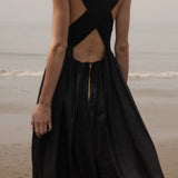 Corsica Dress - Noir Tissue Linen - Heidi Merrick