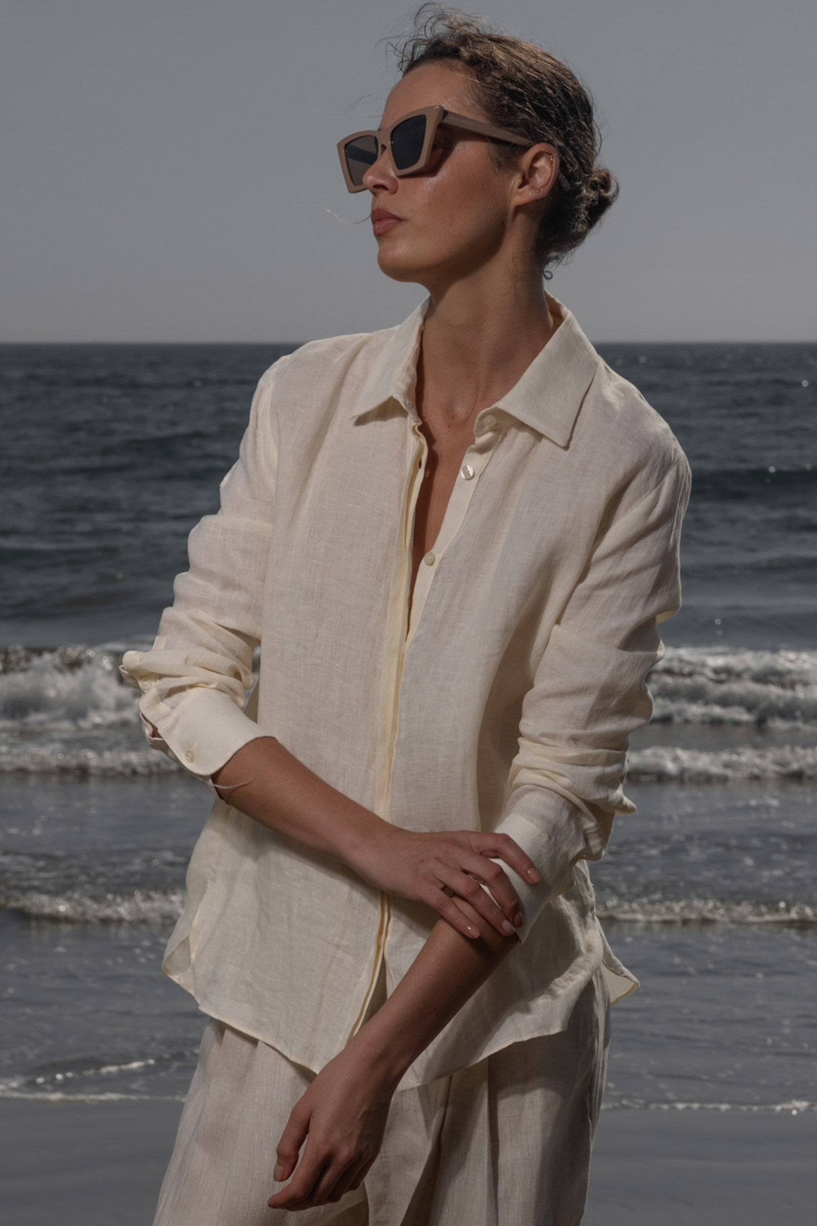 Ami Shirt - Ivory Tissue Linen - Heidi Merrick