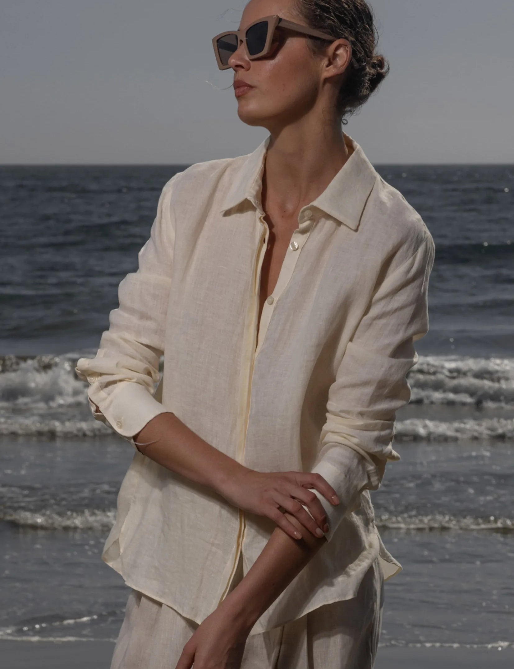 Ami Shirt - Ivory Tissue Linen - Heidi Merrick