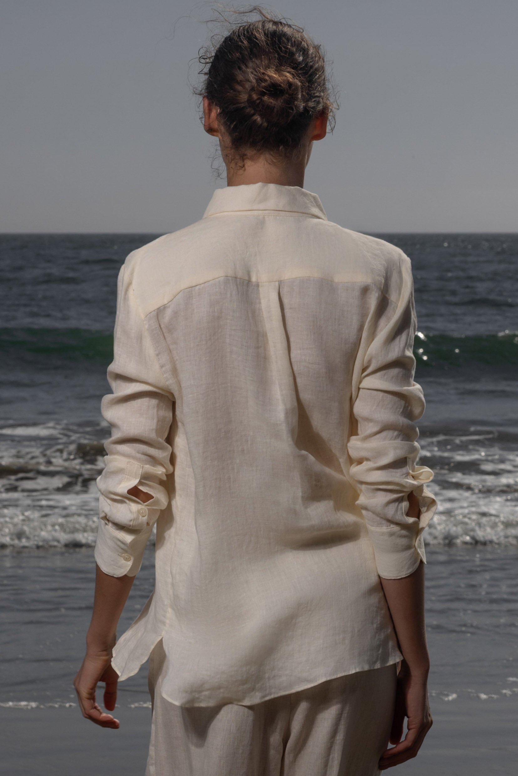 Ami Shirt - Ivory Tissue Linen - Heidi Merrick